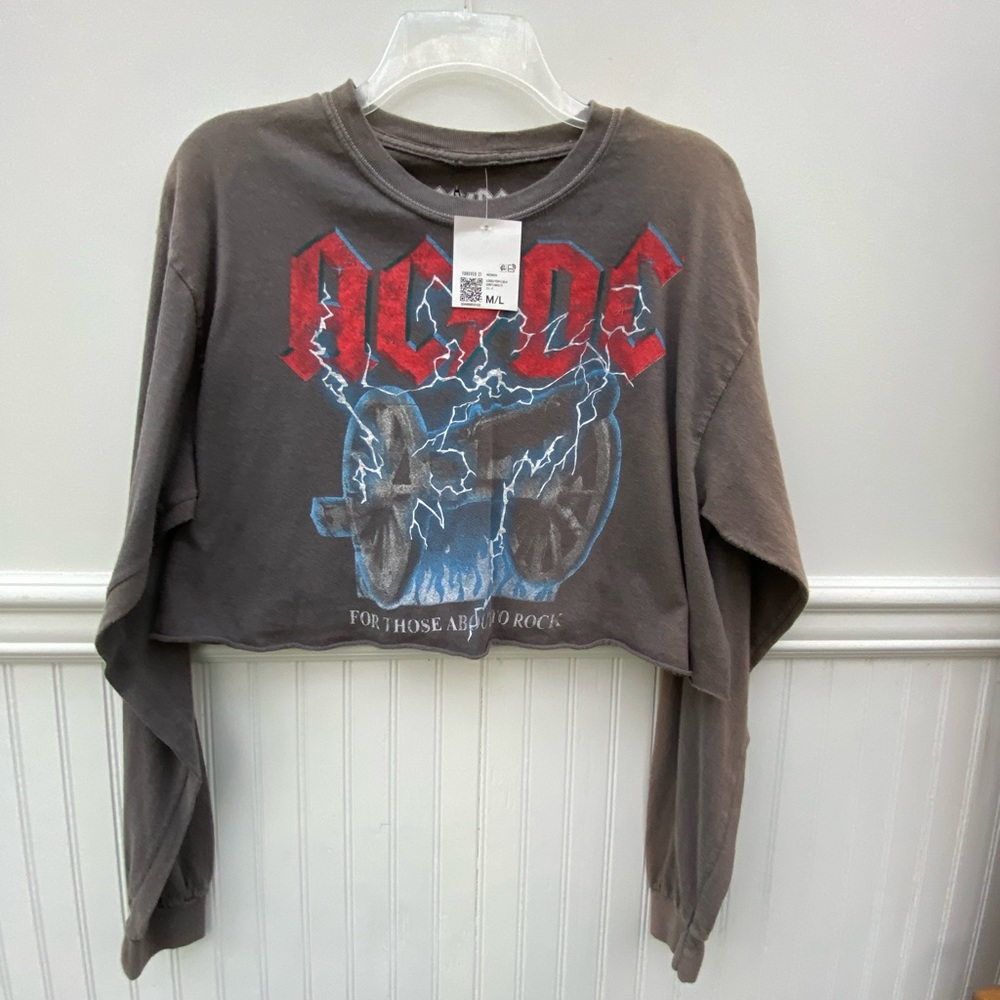 Forever 21 AC/DC long sleeve crop top NEW